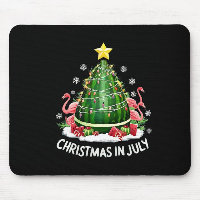 Mousepad Natal Em Julho Árvore De Melancia Funny Flamingo X (Frente)