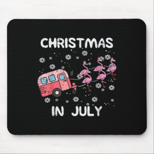 Mousepad Natal Em Julho Flamingo Trailer Verão Xmas Cam
