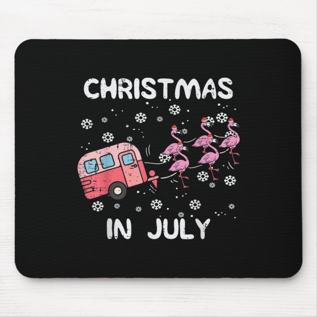 Mousepad Natal Em Julho Flamingo Trailer Verão Xmas Cam (Frente)