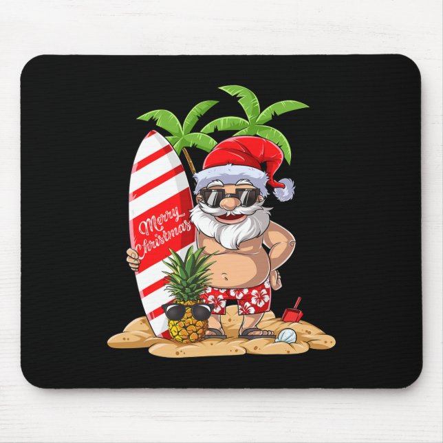 Mousepad Natal Em Julho Papai Noel Presentes De Surf Havaia (Frente)