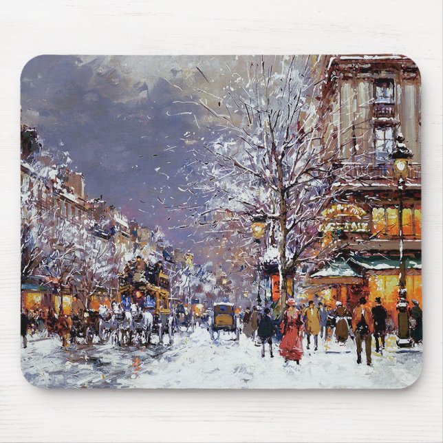 Mousepad Natal em Paris. Presente de Natal (Frente)