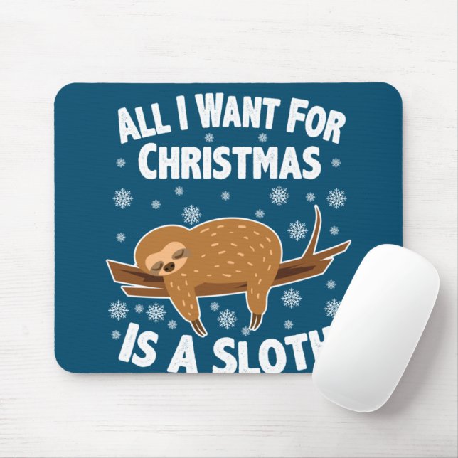 Mousepad Natal Engraçado Sloth (Com mouse)