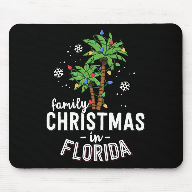 Mousepad Natal Familiar Na Praia De Palmeiras Da Flórida (Frente)