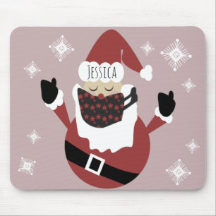 Mousepad Natal Fantasia Papai Noel Flocos de Neve Nome