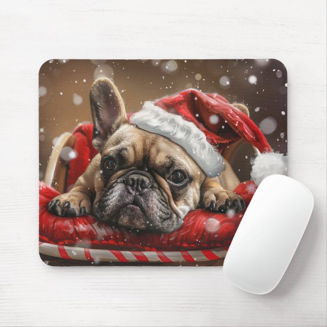 Mousepad Natal Festivo do Bulldog Francês (Com mouse)