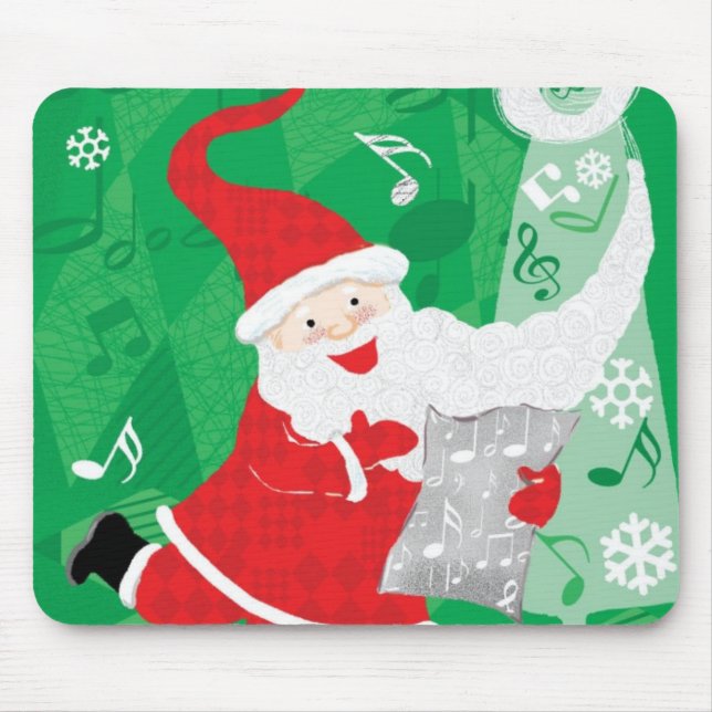Mousepad Natal fofo, Papai Noel cantando e dançando (Frente)