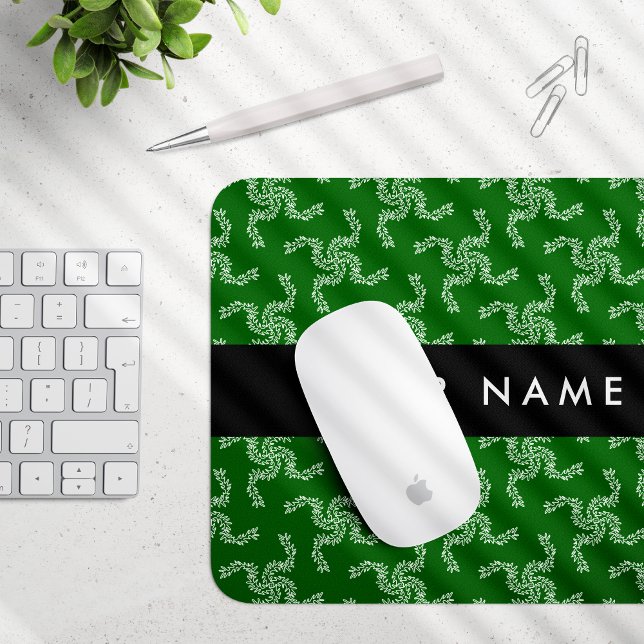 Mousepad Natal Garland, Verde, Seu nome, Personalize (Criador carregado)