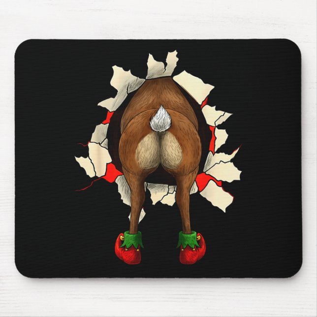 Mousepad Natal inovador com bunda de rena fofa (Frente)