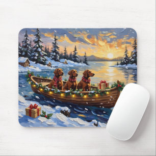 Mousepad Natal Irlandês Setter Barca Festa de Natal