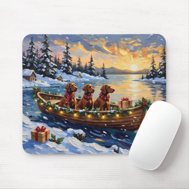 Mousepad Natal Irlandês Setter Barca Festa de Natal (Com mouse)