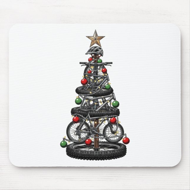 Mousepad Natal Mtb Mountain Biking Árvore Natal Engraçado H (Frente)