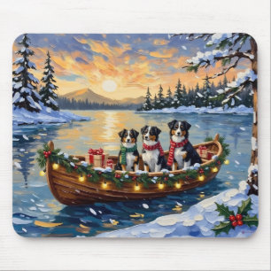 Mousepad Natal no barco com Australian Shepherd