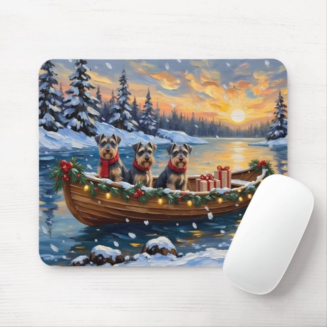 Mousepad Natal no barco com Schnauzer (Com mouse)