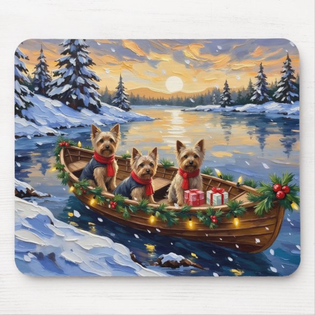 Mousepad Natal no barco com Yorkshire Terrier (Frente)