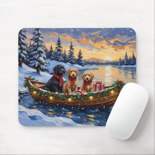 Mousepad Natal no Barco do Bernedoodle