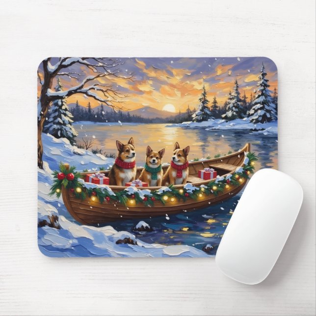 Mousepad Natal no Barco do Chin Japonês (Com mouse)