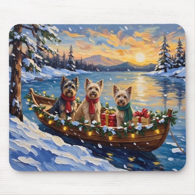 Mousepad Natal no barco do Terrier Tibetano (Frente)