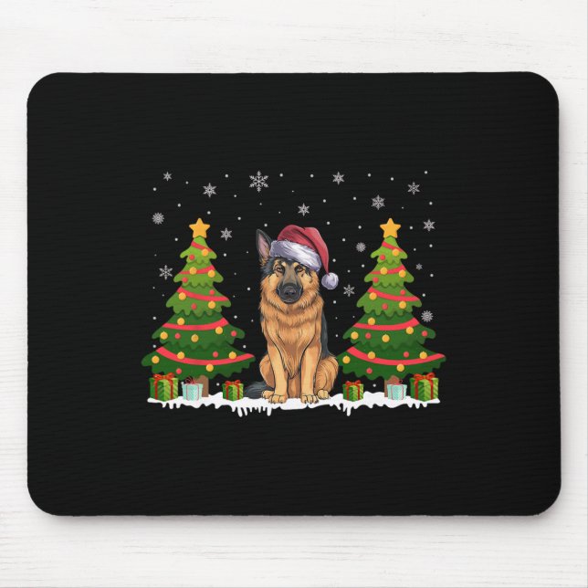 Mousepad Natal para Papais noeis de Cachorro German shepher (Frente)