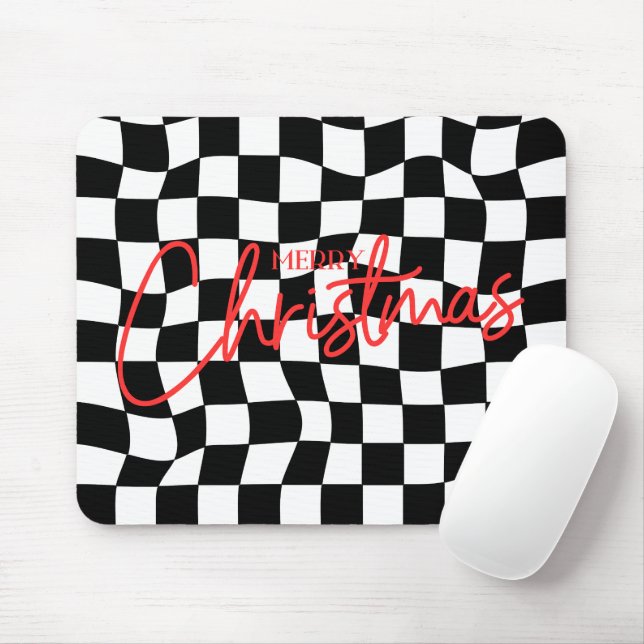 Mousepad Natal preto e branco moderno (Com mouse)