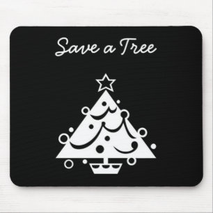 Mousepad Natal preto e branco Salvar a árvore