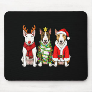 Mousepad Natal Retro Bull Terrier Papai Noel Rena Cão Lo