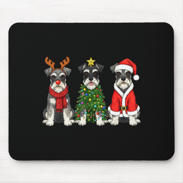 Mousepad Natal retrô Miniature Schnauzer Papai Noel Rena (Frente)