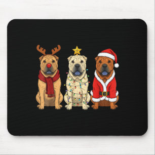 Mousepad Natal Retro Shar Pei Papai Noel Rena Cão Amante
