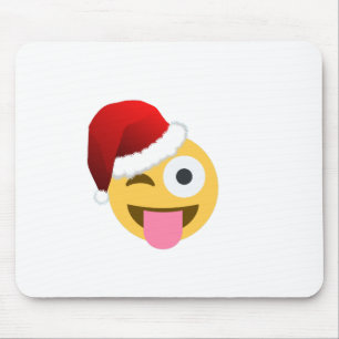 Mousepad natal santa claus winking emoji