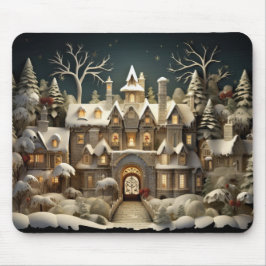 Mousepad Natal Snowy Manor Storybook Wonderland