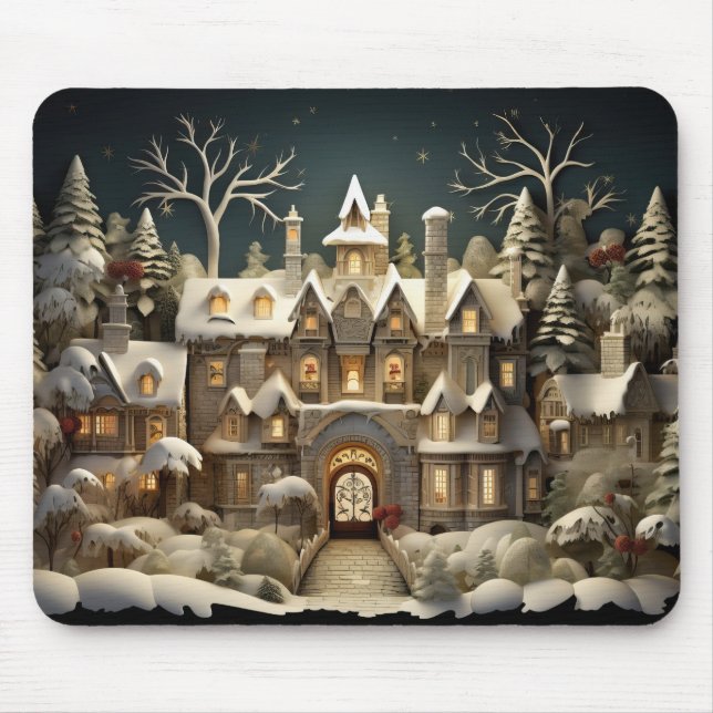 Mousepad Natal Snowy Manor Storybook Wonderland (Frente)