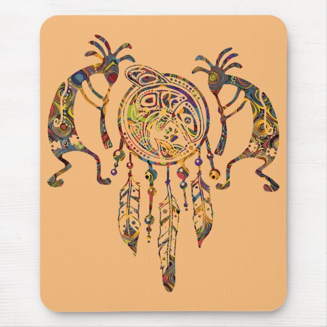 Mousepad Nativo americano Kokopelli Whale Dreamcatcher 2 (Frente)