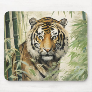 Mousepad Natureza Animal Tigre Bamboo