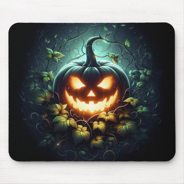 Mousepad Natureza assustadora brilhando Abóbora-das-Hallowe (Frente)