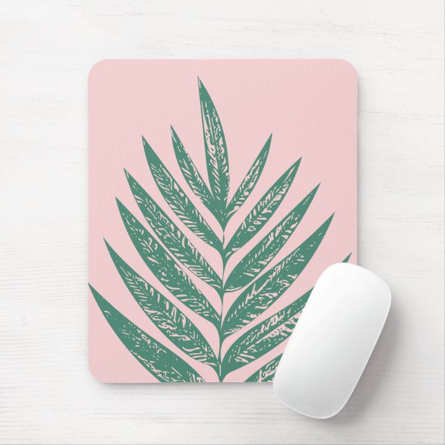 Mousepad Natureza Botânica - Ilustração Tropical Cor-de-ros (Com mouse)
