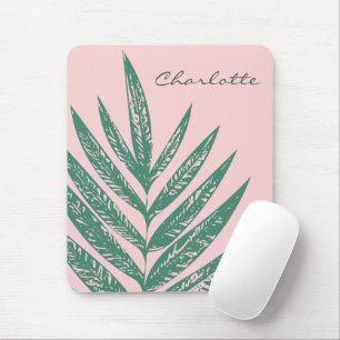 Mousepad Natureza Botânica Verde Rosa Tropical Personalizad