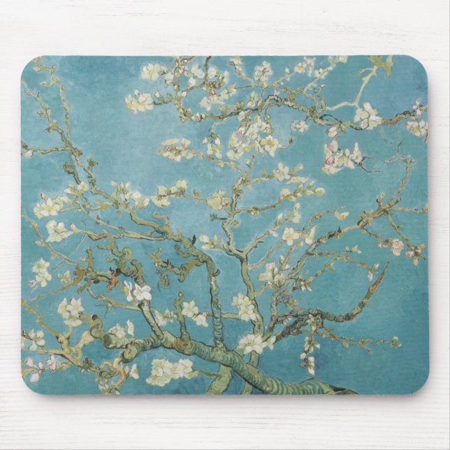 Mousepad Natureza das flores da amêndoa dos ramos de Gogh (Frente)