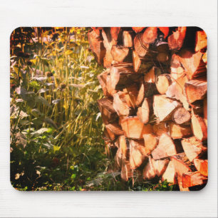 Mousepad Natureza de queda de madeira de fogo empilhada