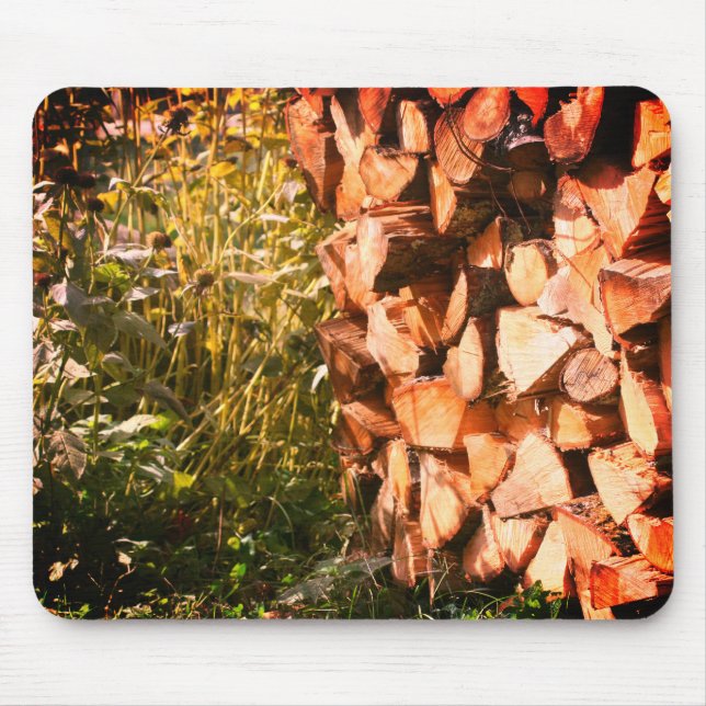 Mousepad Natureza de queda de madeira de fogo empilhada (Frente)