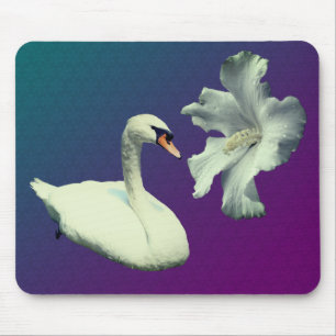 Mousepad Natureza Do Cisne E Da Flor De Hibiscus