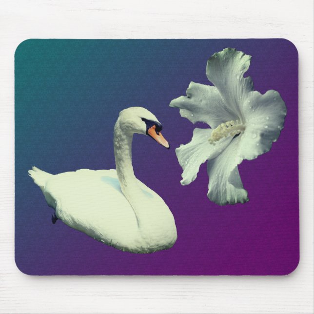Mousepad Natureza Do Cisne E Da Flor De Hibiscus (Frente)
