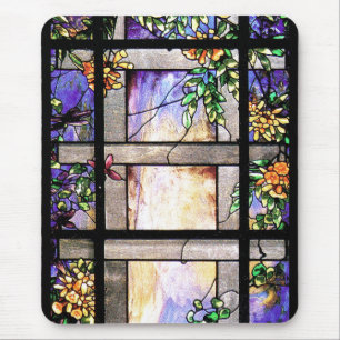 Mousepad Natureza do vitral de Nouveau Tiffany da arte