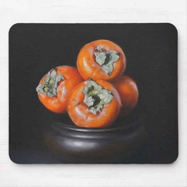 Mousepad Natureza Morta com Caquis em Fundo Preto (Frente)