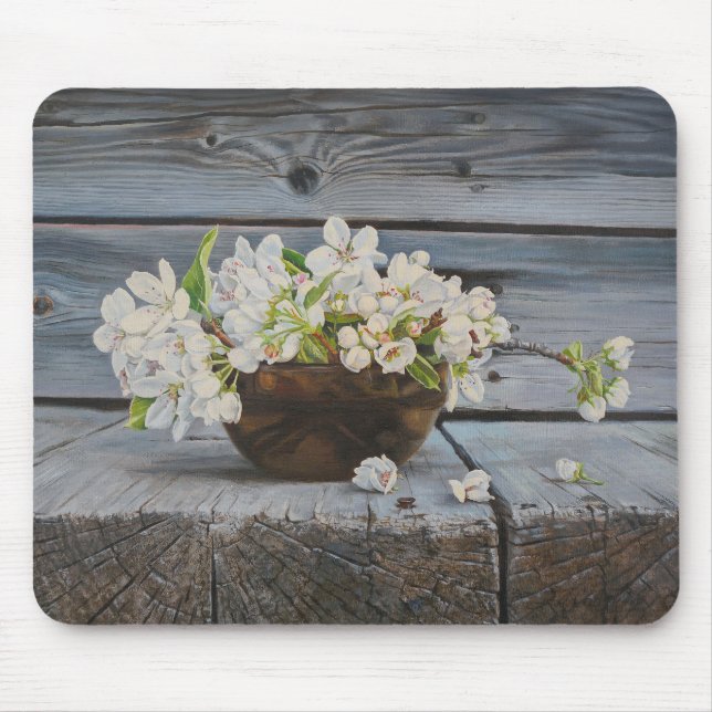Mousepad Natureza-Morta com Flor de Maçã – Impressão de Art (Frente)