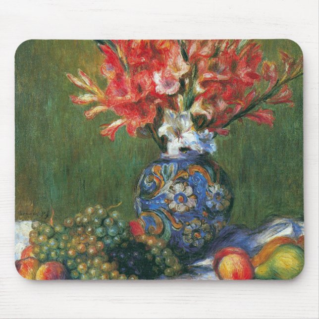 Mousepad Natureza-morta com Flores e Frutas de Pierre Renoi (Frente)