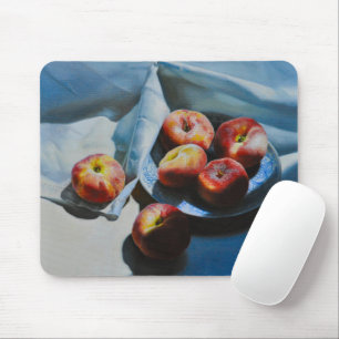 Mousepad Natureza-Morta com Pêssegos e Tecido Branco