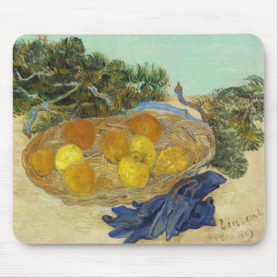 Mousepad Natureza Morta de Laranjas Limões Luvas Azuis de V