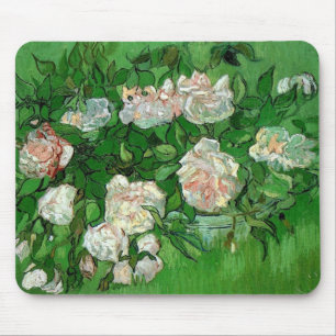 Mousepad Natureza Morta: Rosas Cor-de-Rosa por Vincent van