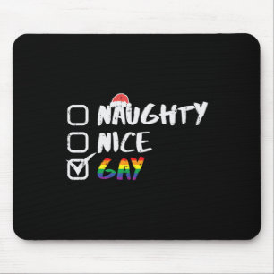 Mousepad Naught Nice Gay Rainbow Funny Orgulho gay Lgbt Chr