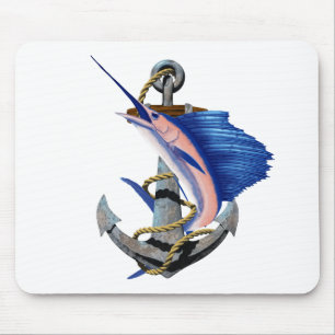 Mousepad Nautical Anchor Sailfish Fishing