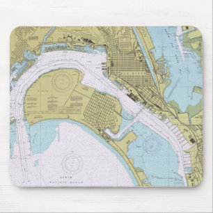 Mousepad náutico da carta do porto de San Diego C